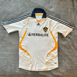 EUC Vintage Adidas LA Galaxy Jersey White Men's Medium David Beckham Soccer 2007